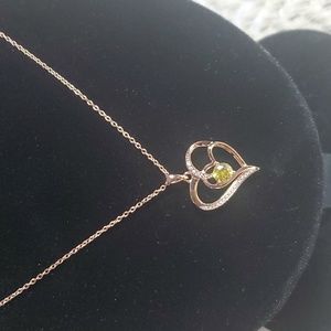 Birth Stone Double Heart Pendant in Gold Necklace
